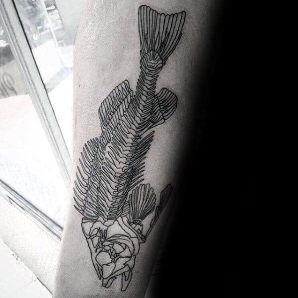 Creative Guys Fish Bones Forearm Tattoo