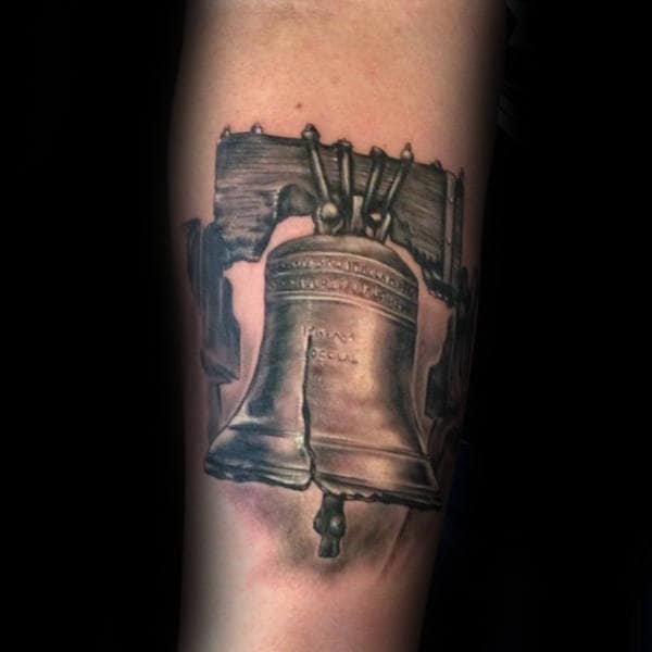 Creative Guys Forearm Realistic Liberty Bell Tattoos
