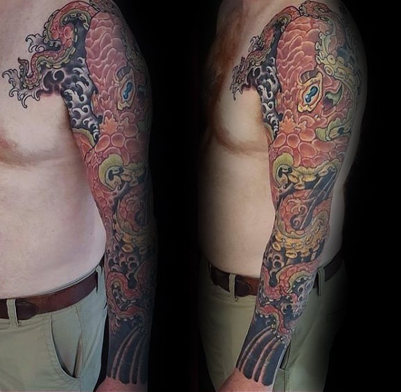 Creative Guys Japanese Octopus Full Sleeve Tattoo Inspiration