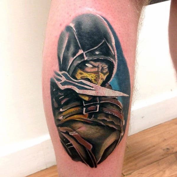Creative Guys Mortal Kombat Leg Calf Tattoos