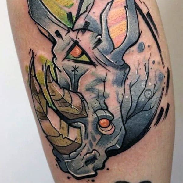 Creative Guys Rhino Watercolor Tattoo Designs