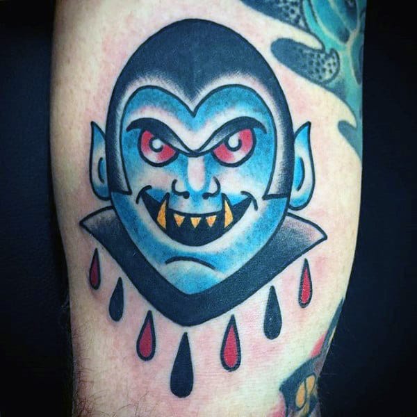 Creative Guys Vampire Symbols Tattoos On Bicep
