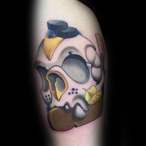Creative Hockey Skull Guys Arm Tattoo Design Ideas