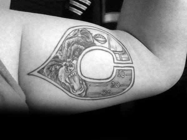 Creative Inner Arm Bicep Chicago Bears Tattoos For Men