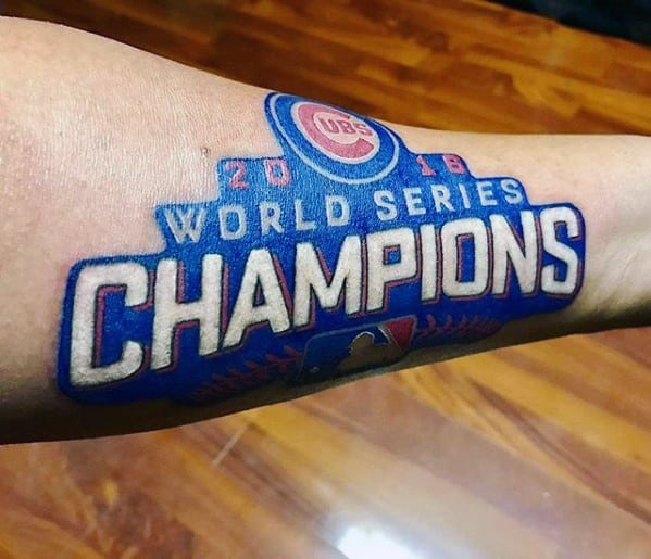 Creative Inner Forearm 2016 World Champions Chicago Cubs Tattoos For Men
