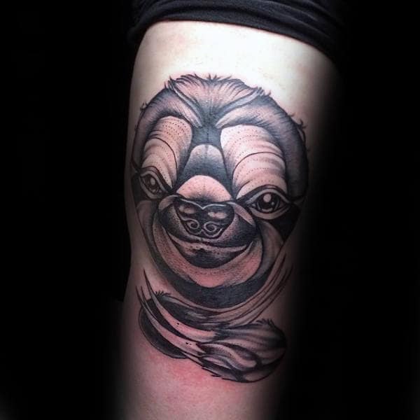 Creative Knee Sloth Guys Tattoos