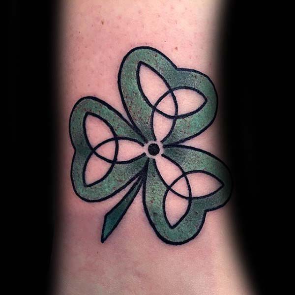 Creative Knot Green Clover Irish Mens Tattoos On Arm