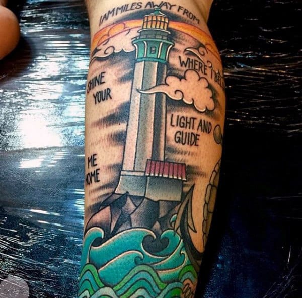 Creative Leg Calf Male Sailor Man Tattoo