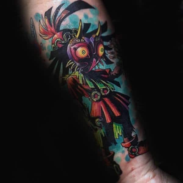 Creative Majoras Mask Forearm Guys Tattoo