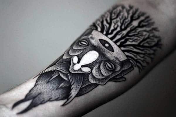Creative Male Pointillism Inner Forearm Tattoo Designs
