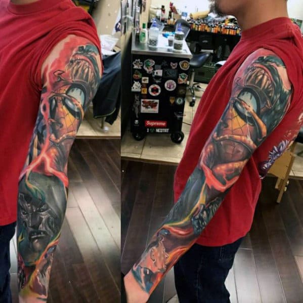 Creative Marvel 3d Guys Full Sleeve Tattoos