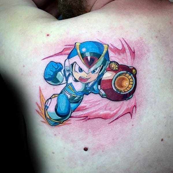 Creative Megaman Tattoos For Men On Shoulder Blade