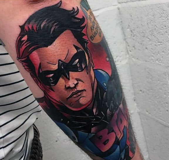 Creative Mens Comic Style Batman Tattoo Designs
