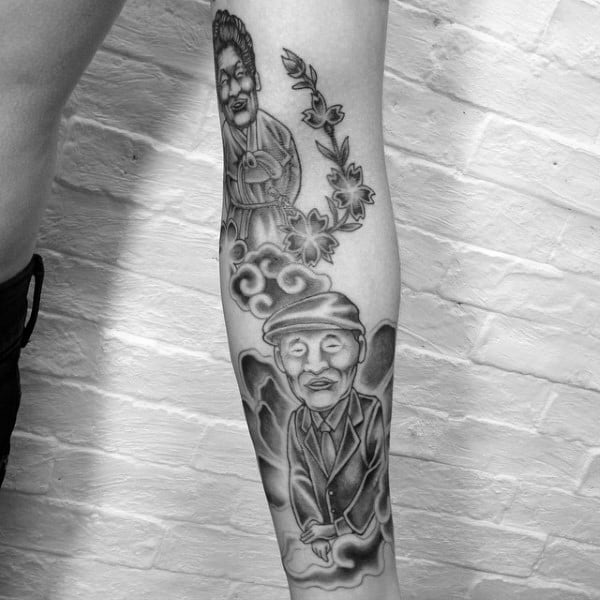 Creative Mens Forearm Tattoos Of Grandpa And Grandma