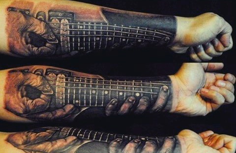 Creative Men's Guitar Tattoos