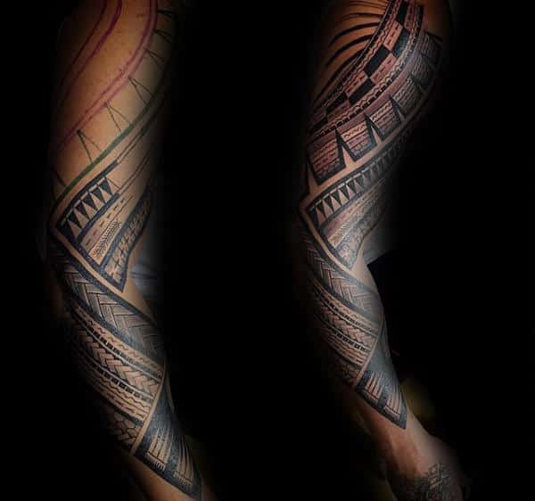Creative Mens Traditional Samoan Tattoos Full Arm Tribal Design