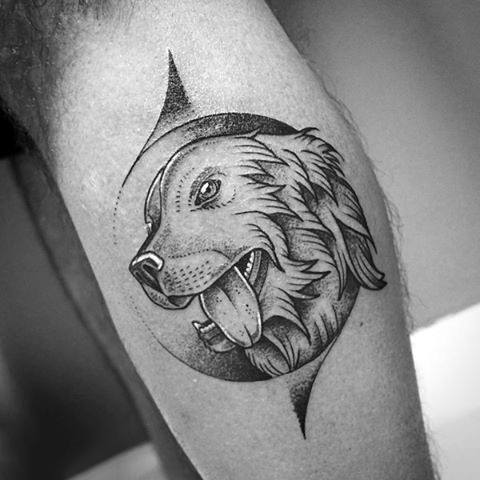 Creative Modern Dog Tattoos For Men On Leg