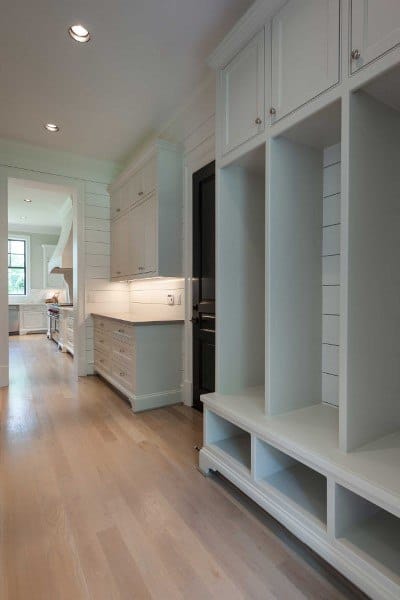 white cabinet mudroom