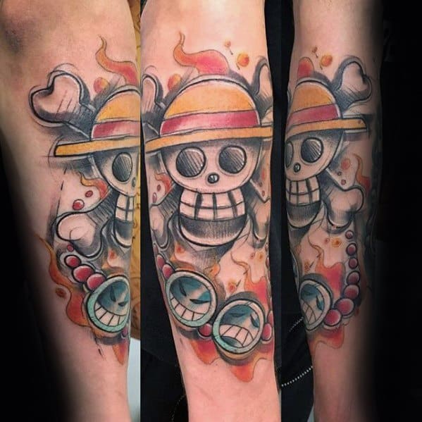 Creative One Piece Tattoos For Men On Inner Forearm