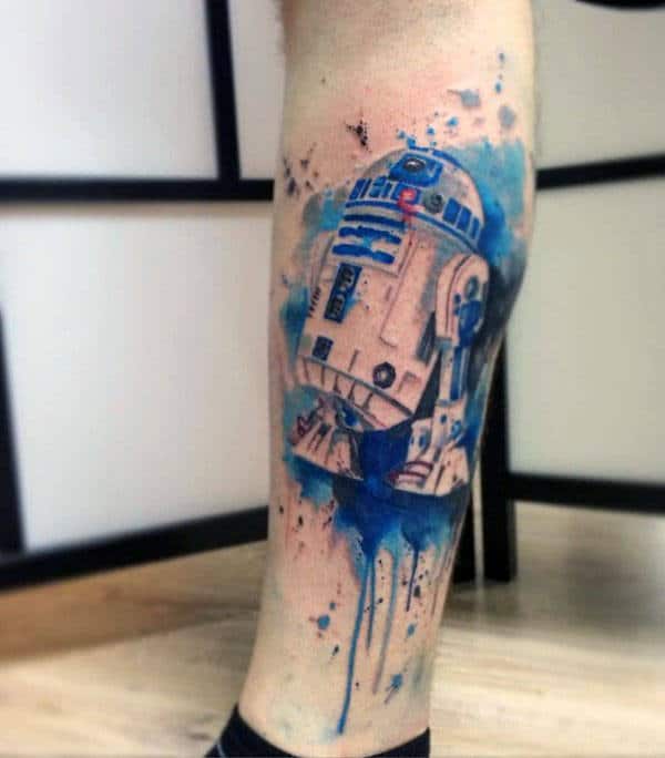 Creative Rd2d Dripping Watercolor Mens Leg Tattoos
