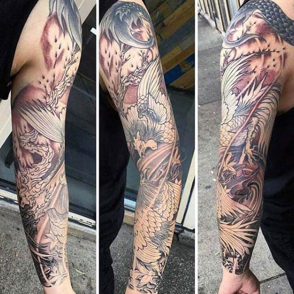 Creative Rooster Tattoo For Men Full Sleeve