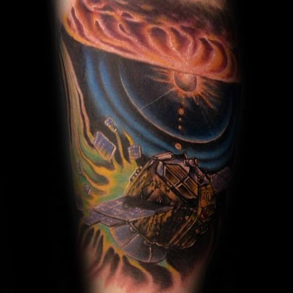 Creative Satellite Tattoos For Men On Arm