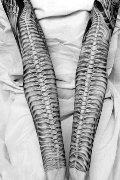 Creative Snake Skeleton Tattoos For Guys Forearm Sleeve S