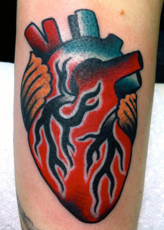 Creative Traditional Heart Amle Forearm Tattoos