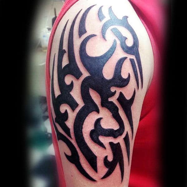 Creative Tribal Black Ink Browning Tattoos For Men