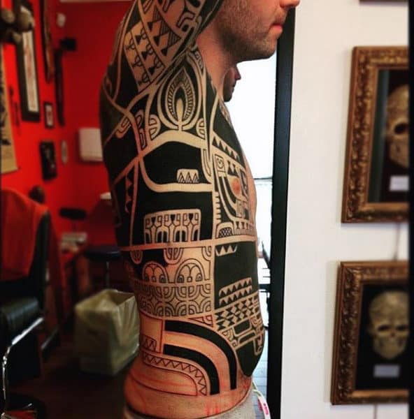 Creative Tribal Chest Tattoos For Men