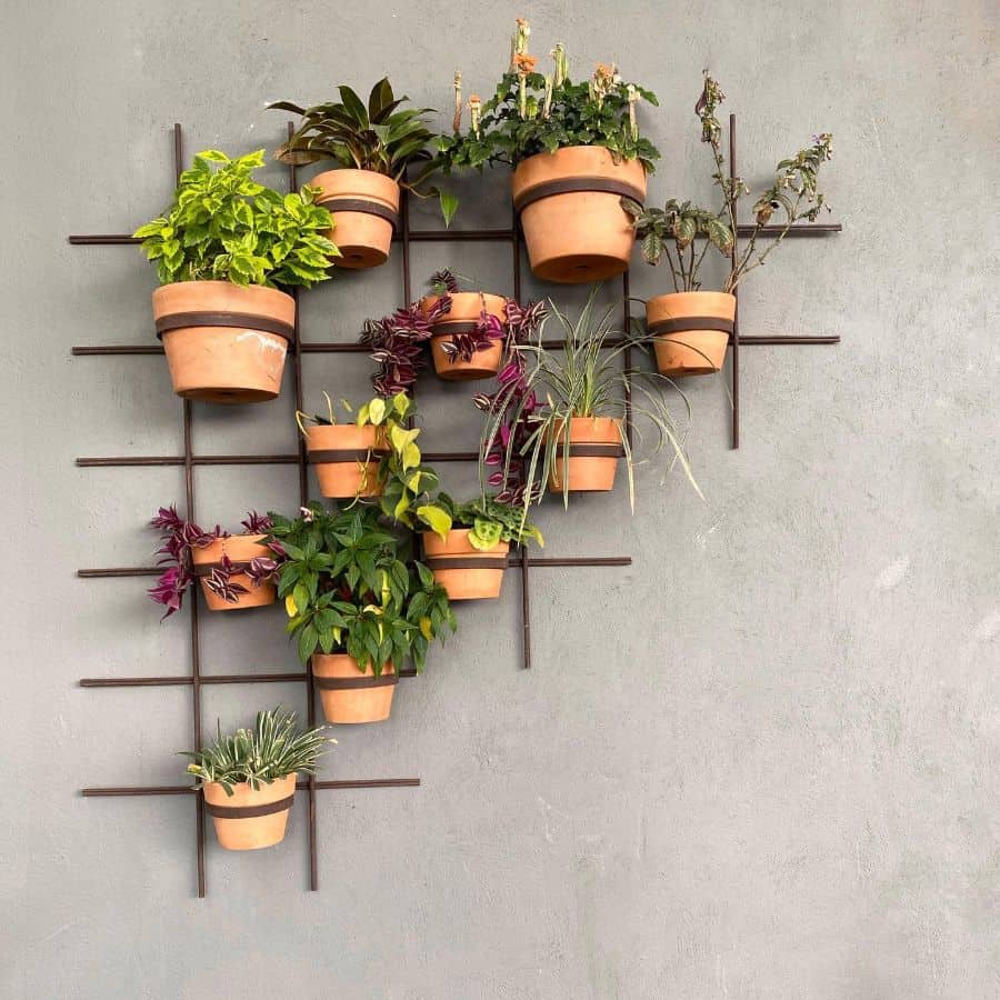 creative vertical terra cotta pot plant wall garden