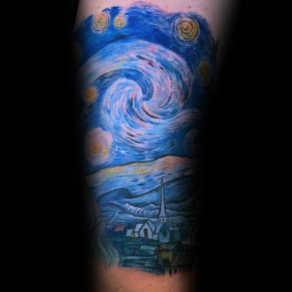 Creative Vincent Van Gogh Male Arm Tattoo Designs