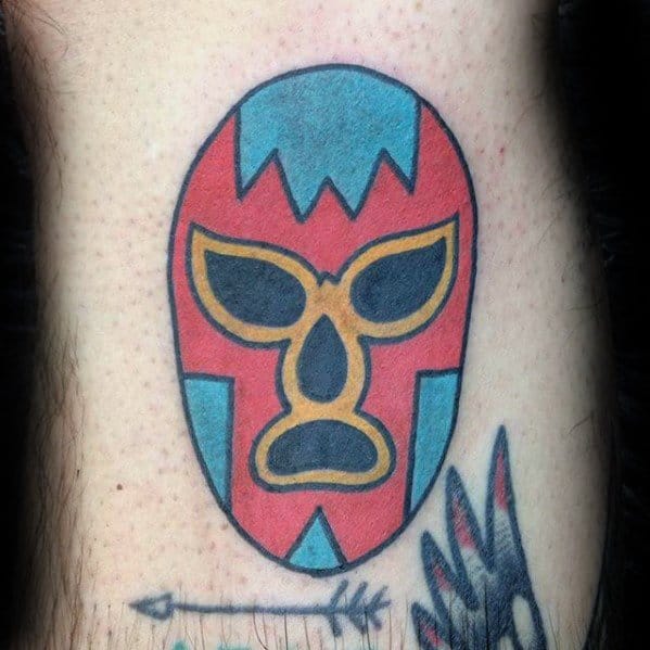 Creative Wrestling Mask Leg Tattoos For Men