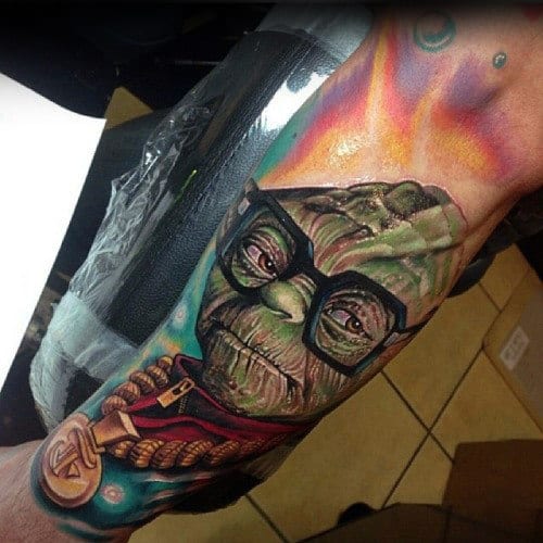 Creative Yoda Male Inner Arm Tattoos