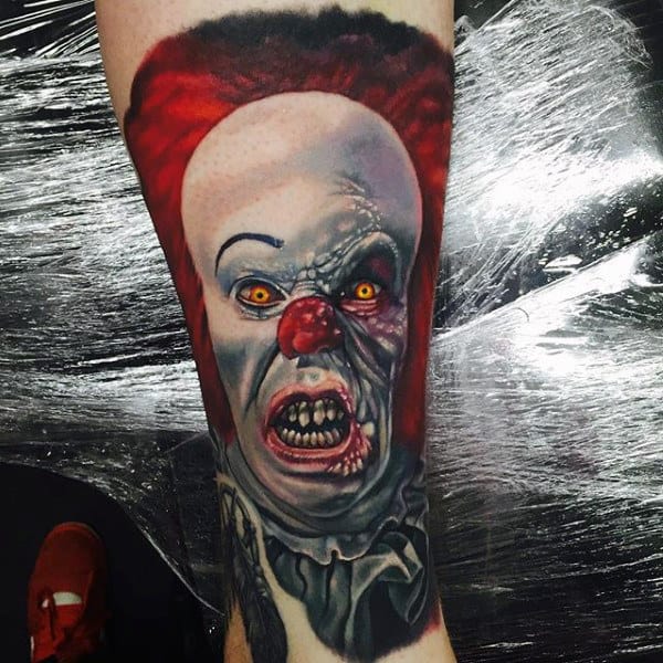 Creepy Clown Mens Forearm Sleeve Tattoos