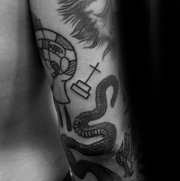 Cross Manly Filler Tattoo Design Ideas For Men