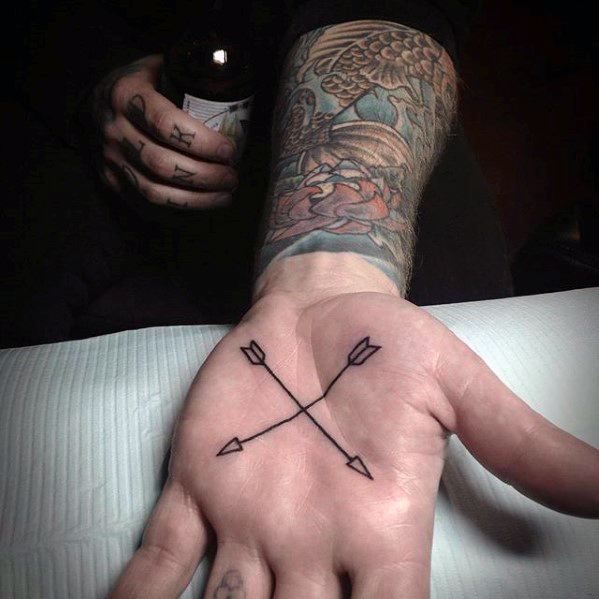 Crossed Arrows Guys Small Hand Tattoo Ideas