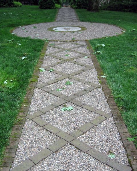 patterned gravel stamped walkway