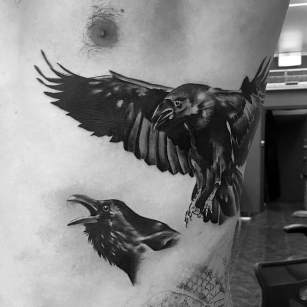 Crows Rib Cage Male Tattoo Design Inspiration