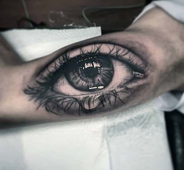 Crying Eye Mens Realistic Arm Tattoos