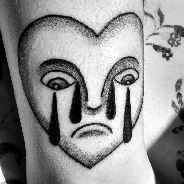 Crying Heart Guys Tattoo Ideas On Outer Arm