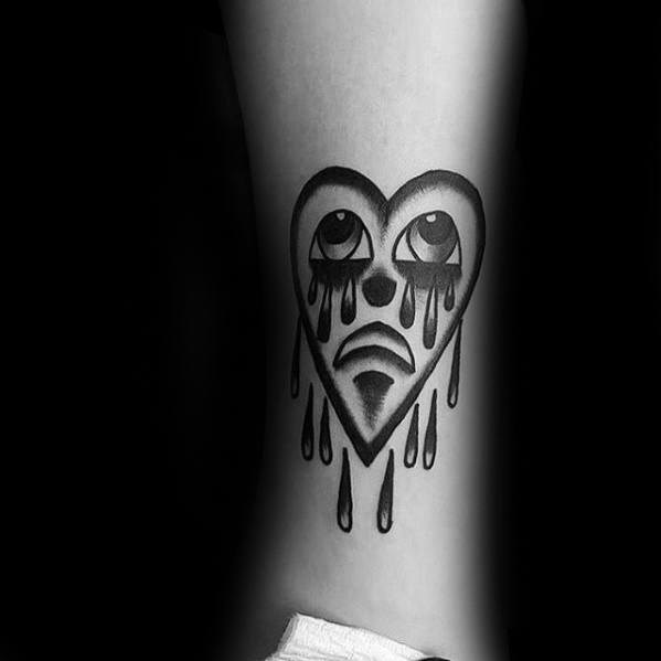 Crying Heart Male Forearm Shaded Old School Traditional Tattoos