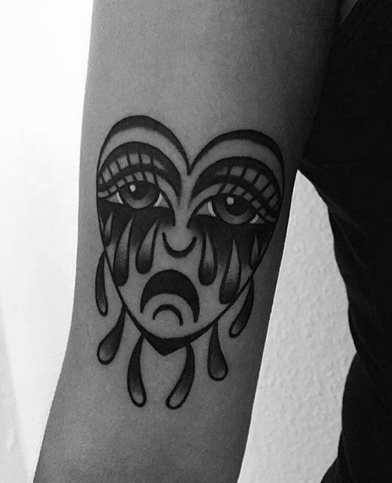 Crying Heart Tattoo Ideas For Gentlemen Inner Arm