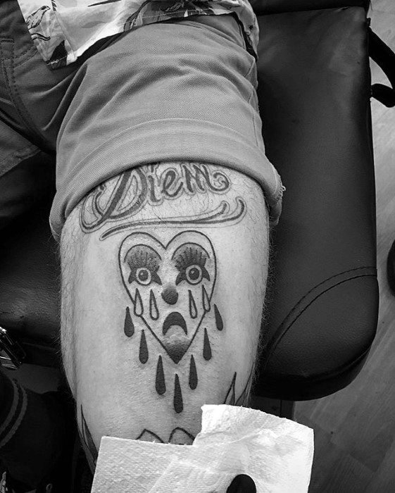 Crying Heart Tattoo Ideas For Males On Thigh