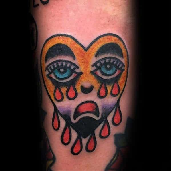 Crying Heart Tattoo Ideas On Guys On Arm