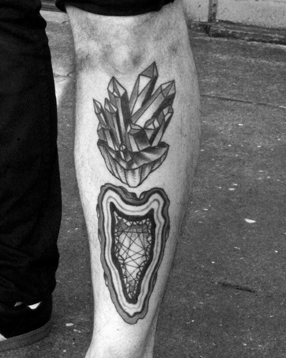 Crystal Slice Manly Guys Shin Tattoos