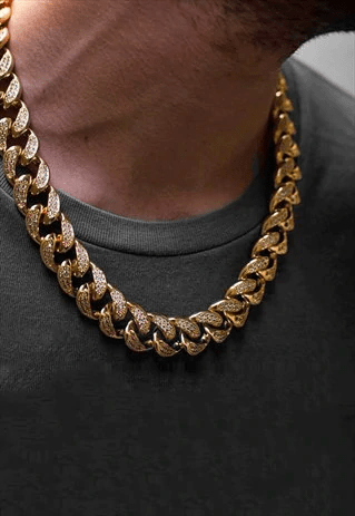 15mm 20" diamond iced out cuban curb necklace chain - silver