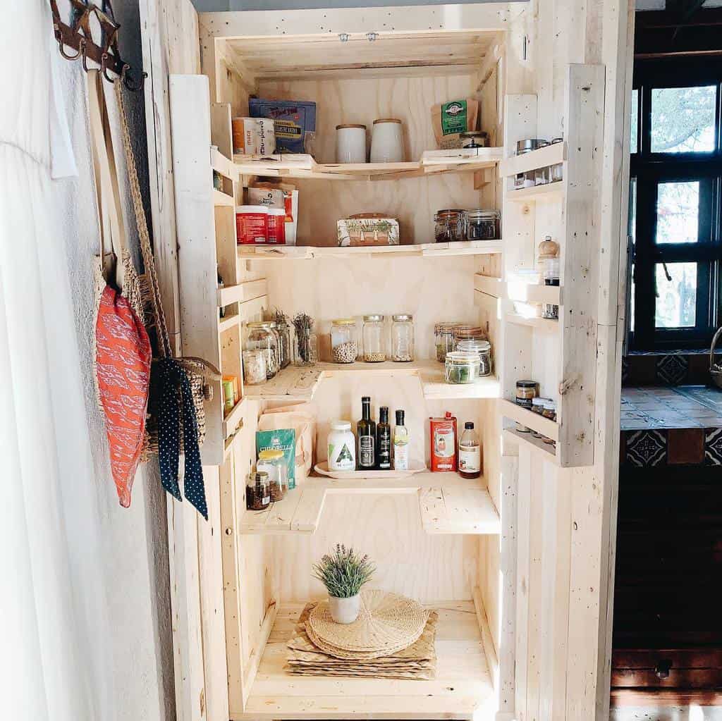wood cupboard kitchen organization ideas