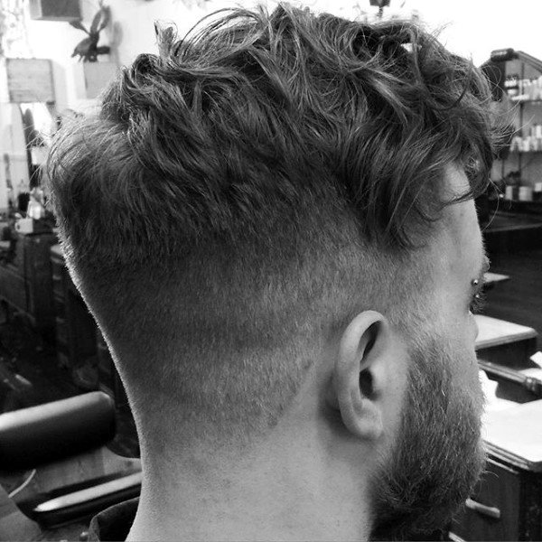 Curly Hair With Taper Fade For Men