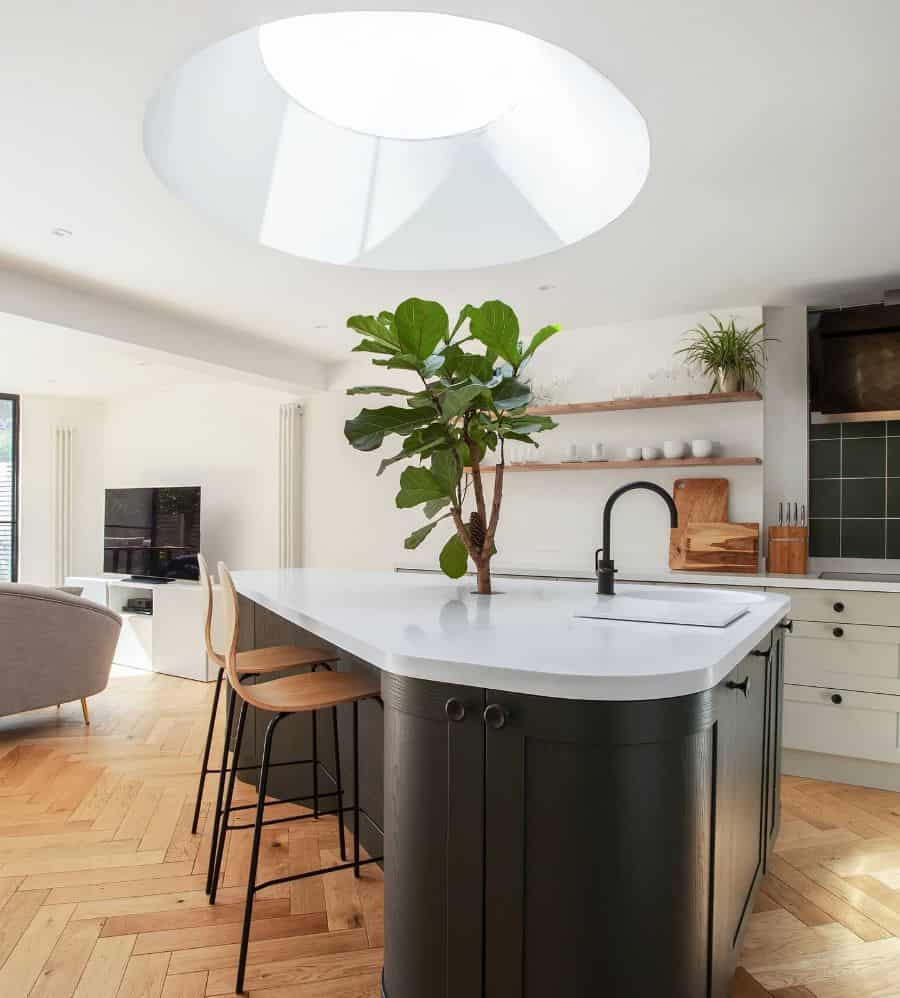 curve small kitchen island